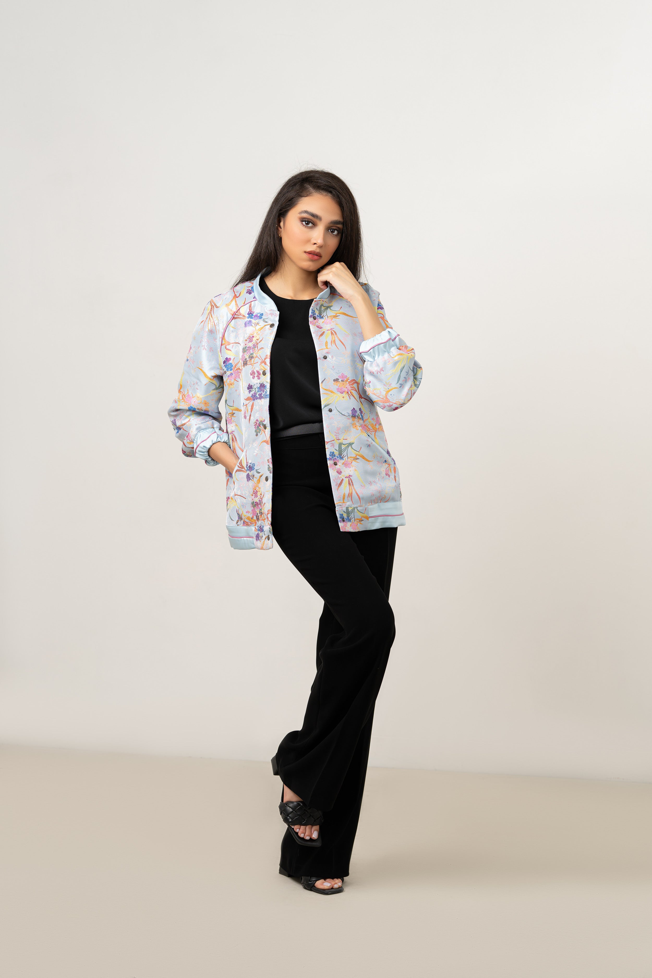 Pastel Floral Bomber Jacket