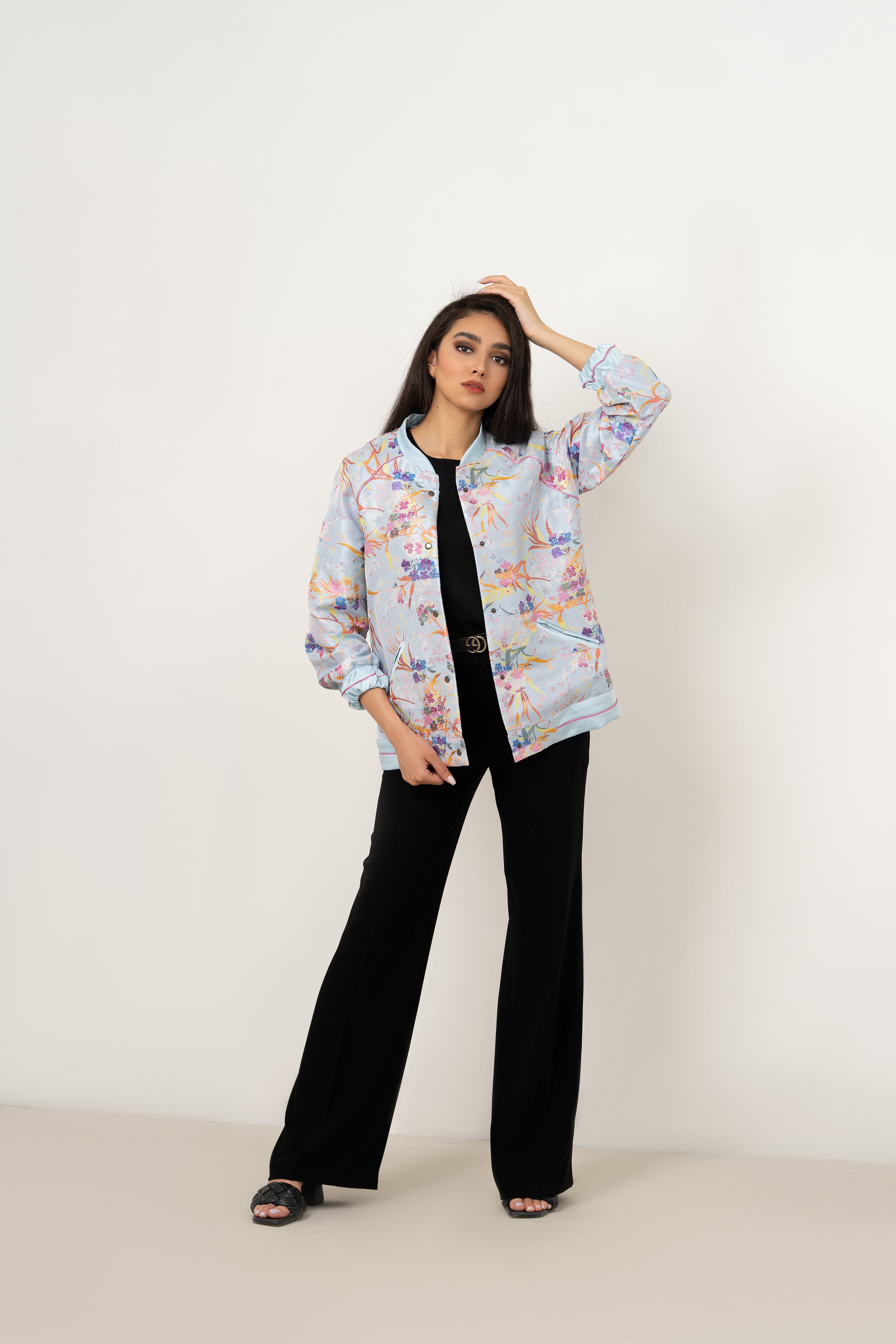 Pastel Floral Bomber Jacket