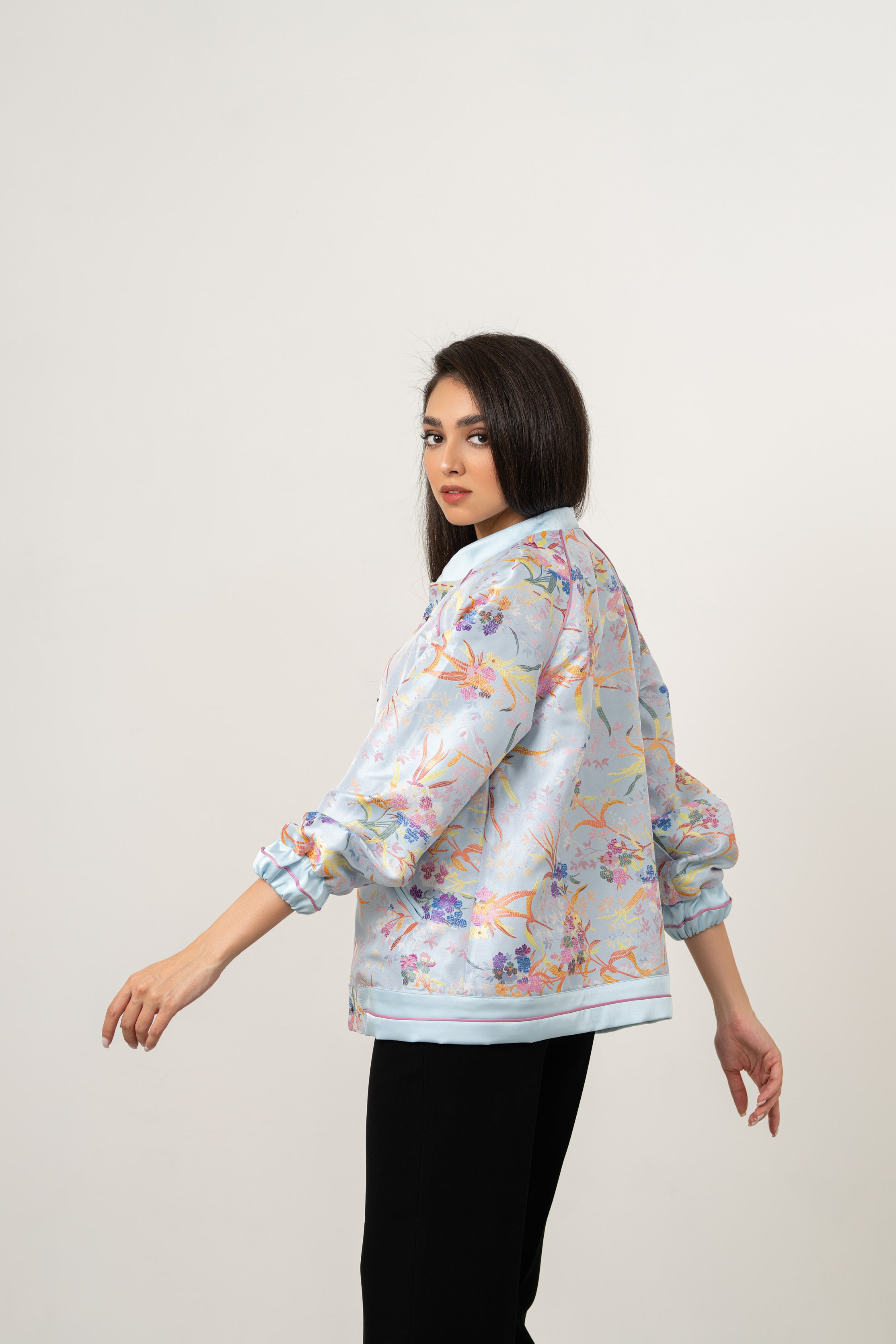 Pastel Floral Bomber Jacket